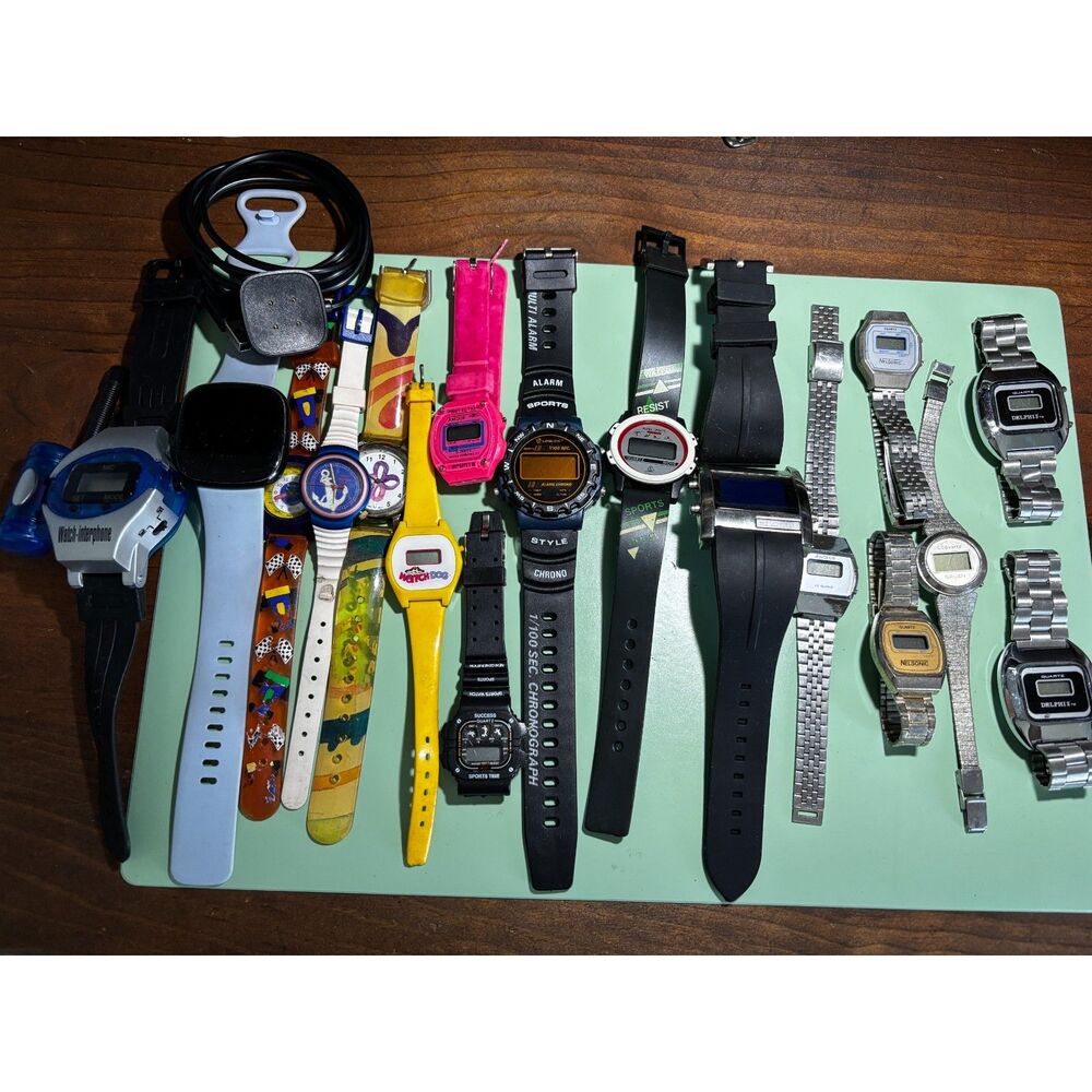 Lot of 17 digital vintage and novelty watches for parts/repair
